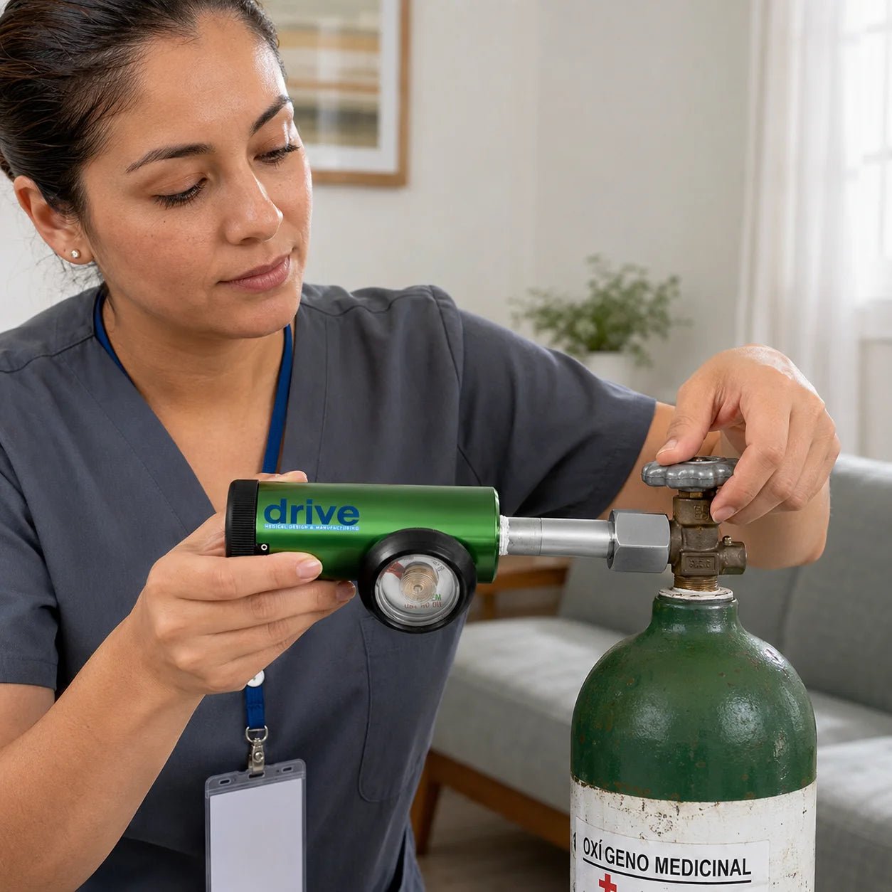 Drive Medical 15 LPM Oxygen Regulator – CGA 870 Barb Outlet - Border Sleep
