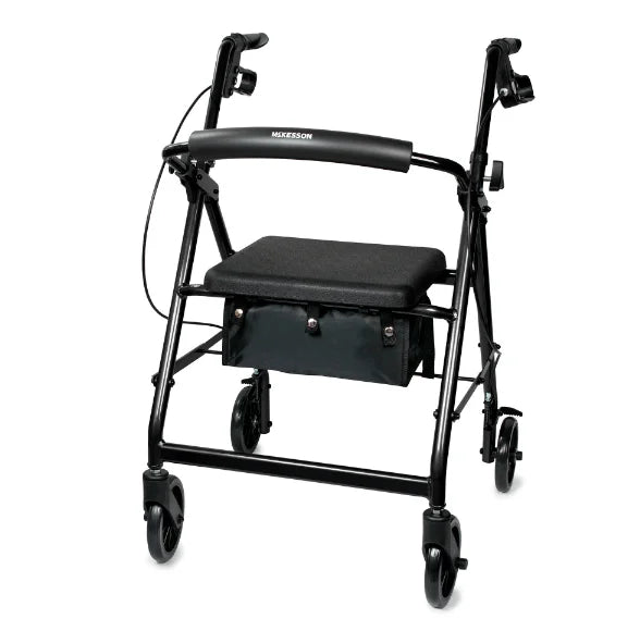 McKesson Lightweight Rollator – Folding Walker with Seat - Border Sleep