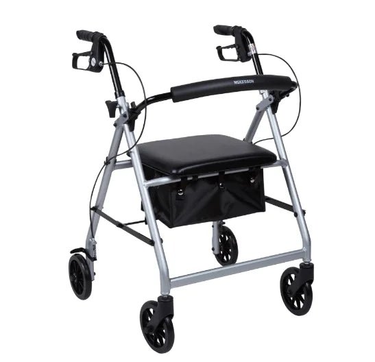 McKesson Lightweight Rollator – Folding Walker with Seat - Border Sleep