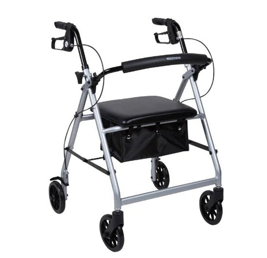 McKesson Lightweight Rollator – Folding Walker with Seat - Border Sleep