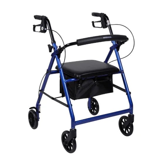 McKesson Lightweight Rollator – Folding Walker with Seat - Border Sleep
