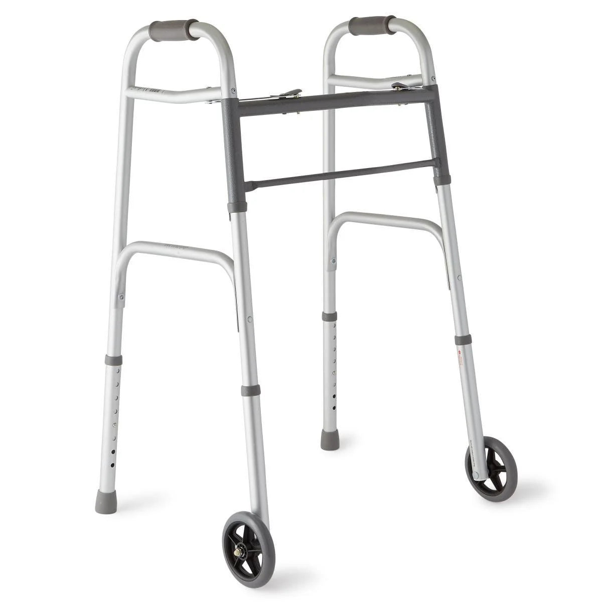 Medline 2 - Button Folding Walker – With 5" Wheels - Border Sleep