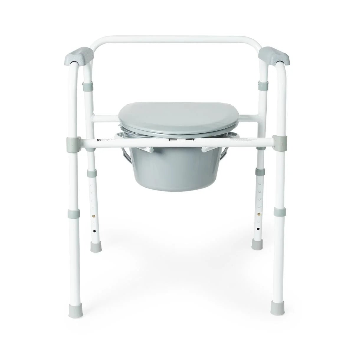 Medline 3 - in - 1 Folding Steel Commode – 350 lb Capacity - Border Sleep