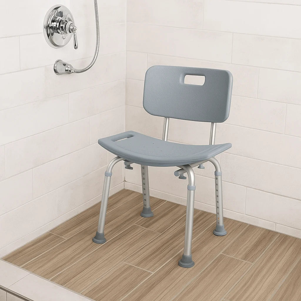 Medline Shower Chair with Back – Height Adjustable - Border Sleep